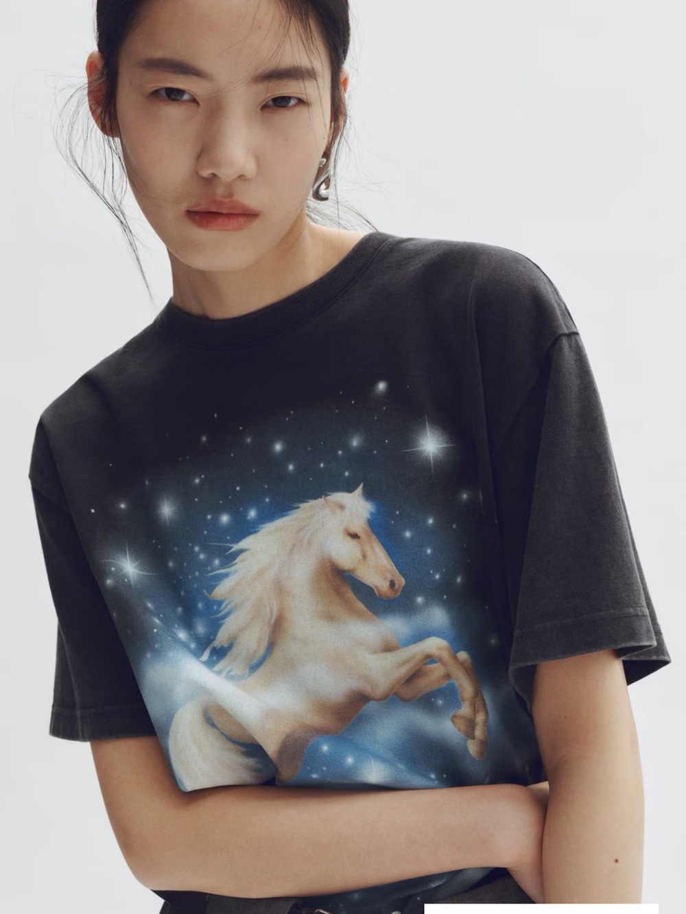 Stella McCartney Black Graphic Unicorn Long Sleeve Tee